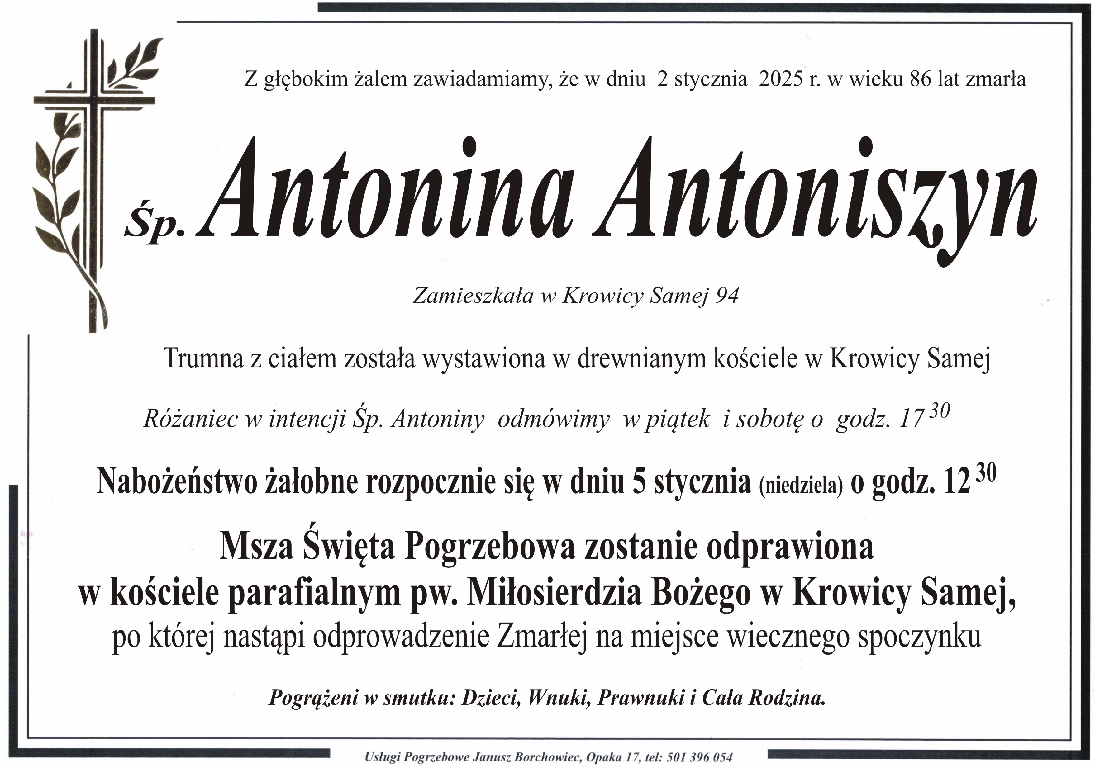 Zmarła Antonina Antoniszyn [86 lat]